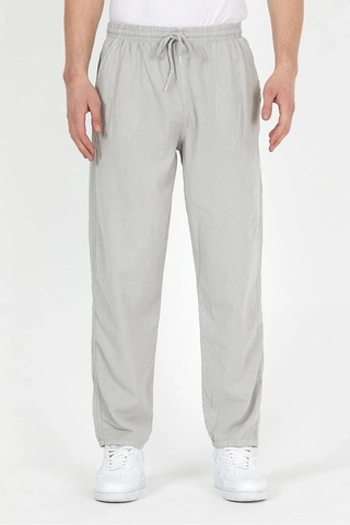 Baw Company Unisex Ince Yazlık Beli Lastikli Kordonlu Keten %100 Pamuklu Kumaş Pantolon Pijama Gri