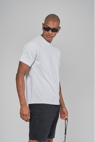 King Brich Slim Fit Kalıp Kolu Ribanalı Basic %100 Pamuklu Tişört Beyaz