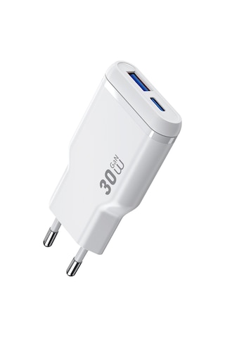 Wiwu Wi-g033 Essen Slim Serisi Gan Tech Pd Hızlı Şarj Özellikli Şarj Başlığı 30w Beyaz