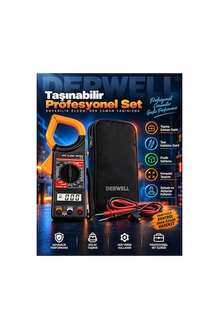 Dt - 266 Profesyonel Dijital Pens Multimetre Akım Ölçer 266 Clamp Meter Voltaj Direnç Ölçüm Cihazı Avometre Elektrikçi Test Aleti Lcd Ekranlı Veri Sabitleme Özellikli Ölçü Aleti