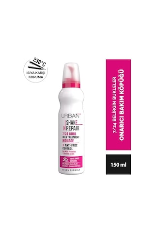 Shake N Repair 7/24 Kabaran Ve Bukleli Saçlara Özel Saç Bakım Köpüğü, 150 Mililitre, Vegan