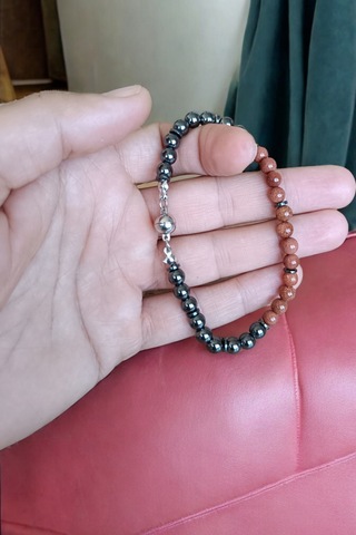 Yıldız Taşı Hematit Taşı Bileklik Erkek Bileklik Kadın Bileklik Mıknatıs Klipsli Tak Çıkar Model Kahve Rengi Koyu Gri Bileklik Kahve Rengi Koyu Gri Bileklik