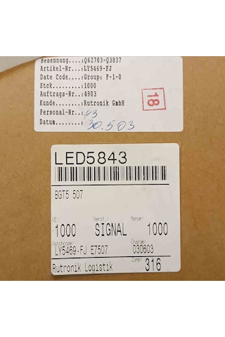 Ly5469fje7507 Yellow Diffused Led Opto 100 Adet