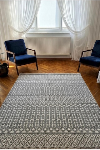 Leiva Home Monaco 0223 Krem Gri Bohem Sisal Bukle Yumuşak Özel Kesim Salon Koridor Mutfak Yolluk Saçaklı Halı 0223-krem/gri
