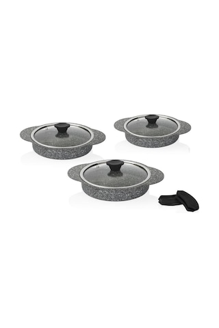 Taç Granit Plus Silikon Saplı 3lü Gri Sahan Seti Tac-3182