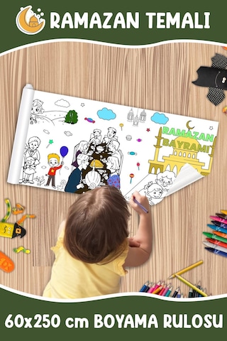 Melolisa Ramazan Bayramı Temalı Dev Boyama Rulosu 60x250 Cm