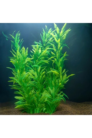 Yunboo Akvaryum Dekorasyonu Yumuşak Plastik Deniz Bitkisi - Renk Kaybı Olmayan Suyu Kirlenmez - 37cm Yeşil Su Bitkisi
