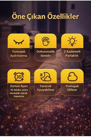 Rose Teknoloji Dokunmatik Panda Tasarımlı Silikon Gece Lambası 3 Kademeli Ayarlanabilir Yumuşak Işık Lamba Beyaz - Siyah