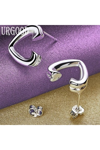 925 Ayar Gümüş Kalp Şeklinde Küpe Hediye Moda Takı