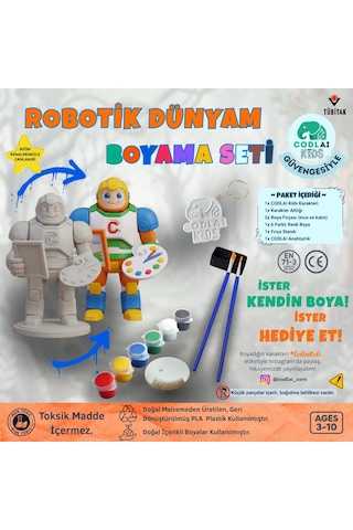 Codlaı Kids Robotik Dünyam 3d Boyama Seti - Çocuklar İçin Eğitici Yaratıcı Oyuncak Boyama Kiti - Sanatçı Robot