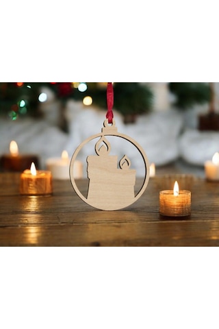 10 Parça Ahşap Yılbaşı Ağacı Süs Seti-4 Ortalama 6-8 Cm Noel Ağacı Süsü