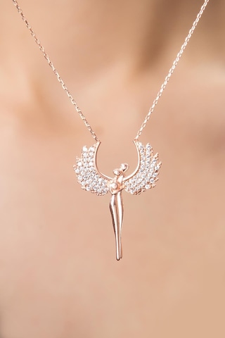 Papatya Silver 925 Ayar Gümüş Rose Kaplama Sevgili Melek Kolye