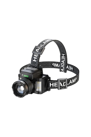 Wt-625 Hareket Sensörlü Zoomlu Şarjlı Kafa Lambası Çok Modlu Güvenlik,kamp,bisiklet Feneri Siyah
