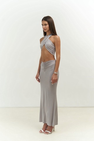 Mai Collection Mai Studios Co. Jolie Gri Crop Etek Takım Gri