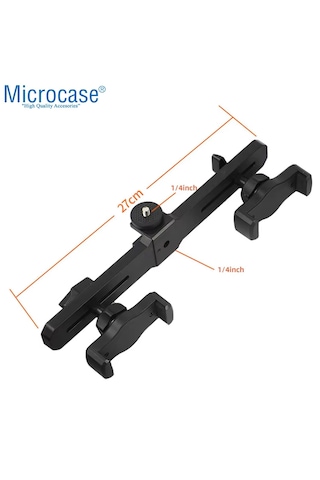 Microcase 2in1 Çift Başlıklı Ayarlanabilir 2 Telefon Tutucu + 2.1 Mt Tripod - Al5061 Siyah