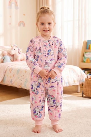 Babymod Elyaf Dolgulu 2.5 Tog 100% Pamuk Penye Astarlı Premium Kalite Kız Çocuk Uyku Tulumu Pembe