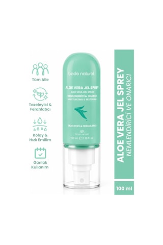 Bade Natural Aloe Vera Onarıcı Jel Sprey Güneş Sonrası Nemlendirici %100 Doğal 100 ML