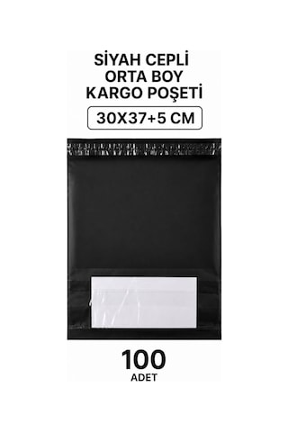 Northcity Siyah Cepli Orta Boy Kargo Poşeti 30x37+5 Cm 100 Adet
