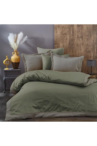 Nazik Saten Nevresim Takımı Çift Kişilik Amanda Yeşil