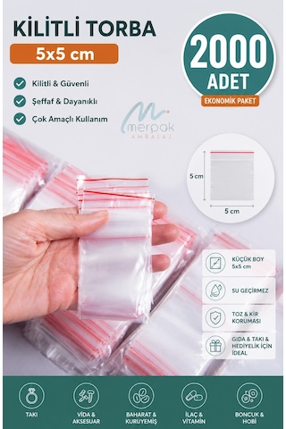 Kilitli Torba 5x5 Cm 2000 Adet Kilitli Buzdolabı Poşeti Şeffaf Kilitli Poşet Kilitli Saklama Poşeti