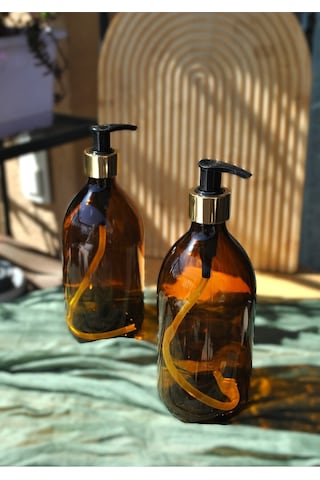 4 Parça Banyo Seti Şampuan Krem Duş Jeli Şişesi Kulak Pamuğu Makyaj Pamuk Boş Kavanoz Seti Amber