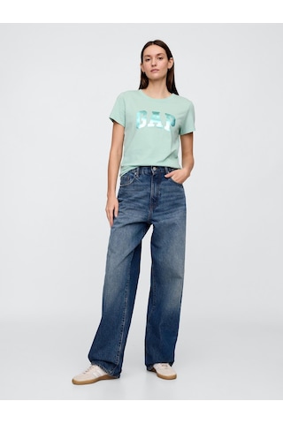 Gap 729555013 V-ss Logo Classic Tee Kadın Tişört Yeşil