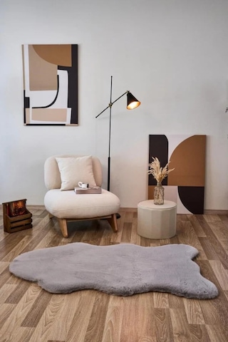 Apex Palma Gri Peluş Post Şekilli Halı Gri