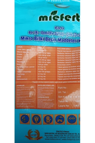 Kolukısa Tarım Miefert Bzn+fe--10kğ