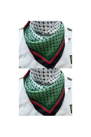 Aldaıyr 2 Adet Filistin Temalı Fular 50x50 Unisex Günlük Kullanıma Uygun Puşi Şal Kefiye Filistin Bayrak Renkli 2