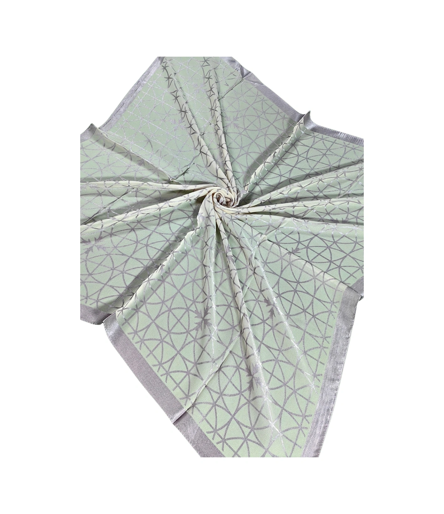 Mim Eşarp Mısırlı Eşarpları Devore Geometrik Desenli Eşarp Krem