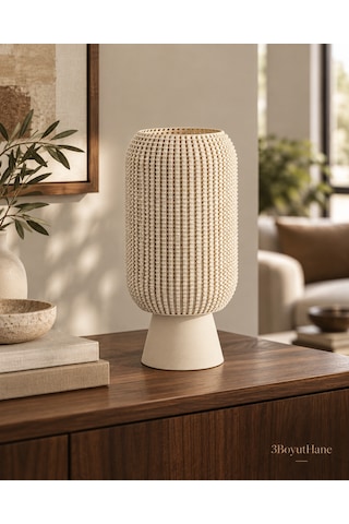 Modern Dekoratif Masa Lambası Salon Ve Yatak Odası İçin Abajur, 10 Renk Seçeneği, E14 Led Uyumlu Krem