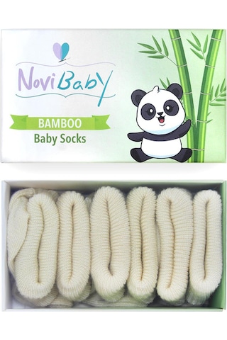 Novibaby 3'lü Bambu Yenidoğan Bebek Çorabı I Ecru I 0-6 ay "Karışık Renkli"