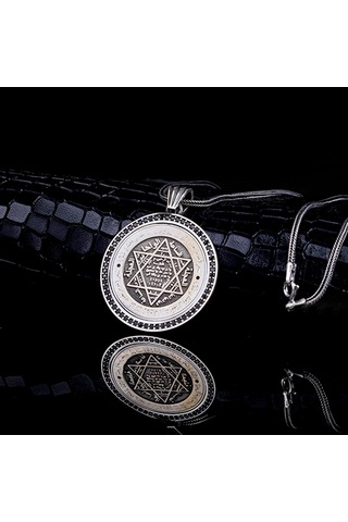 Hz Sleyman Mührü Model Madalyon Gümüş Kolye