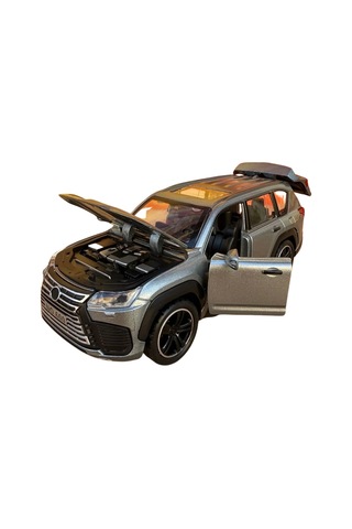 1:32 Ölçek Metal Model Araba Lx600 Lüks Suv Jip - Işıklı Sesli Çek Bırak - Gri