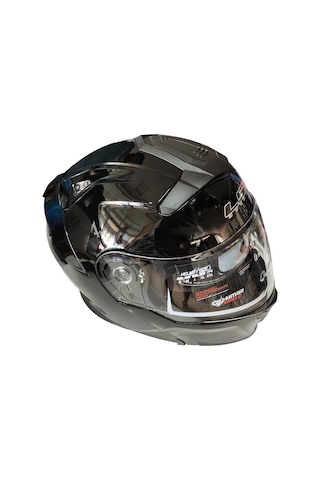 Ls5 Helmets Çeneden Açılır Kask Vizörlü Parlak Siyah Gri