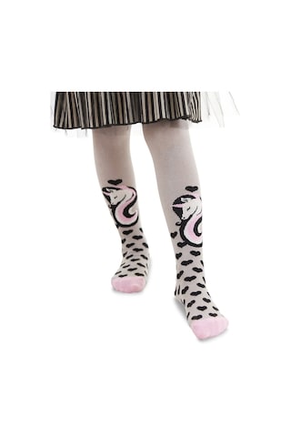 Denokids Unicorn Gri Pembe Kız Çocuk Külotlu Çorap Çok Renkli