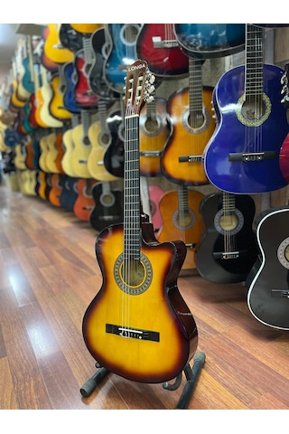 Longa Sunburst 4/4 Tam Boy Kesik Kasa Klasik Gitar Kılıf Pena Dahil