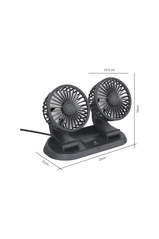 Araç Araba Otomobil Mini 2 Li Vantilatör Fan Pervane Soğutucu 12v Fan10