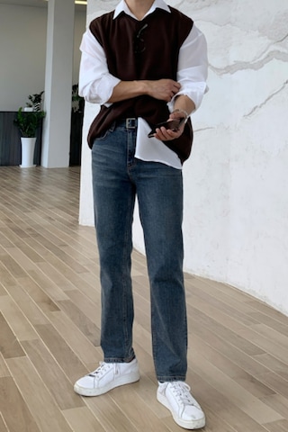 Cool Tarz Erkek Kahverengi V Yaka Oversize Süveter Kahverengi Kahverengi