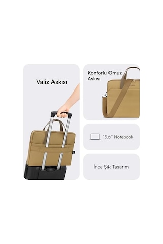 Mack Mce-1513 Nova Eco Çevre Dostu Laptop Çantası, 15.6 İnç Bilgisayar Çantası, Kadın Ve Erkek Notebook Çantası, Ykk Fermuarlı Macbook Uyumlu Çantası, İş Ve Evrak Çantası, Camel