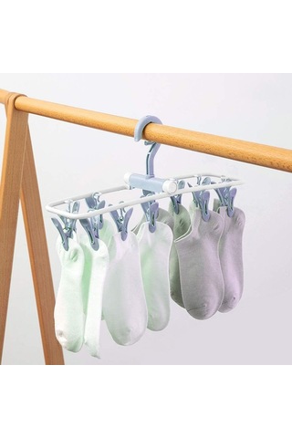 2'li Çamaşır Kurutma Makinesi İçin Askılı Giysi Askıları, Katlanabilir Çorap Ve İç Çamaşırı Askıları - Nordic Blue Ve Pink B Diğer