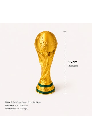 Fıfa Dünya Kupası Kupa 15 Cm Altın Renk 3d Baskı Dekoratif Futbol Kupası