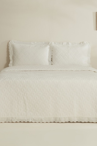 Karaca Home Arya Çift Kişilik Yatak Örtüsü Seti Offwhite Beyaz