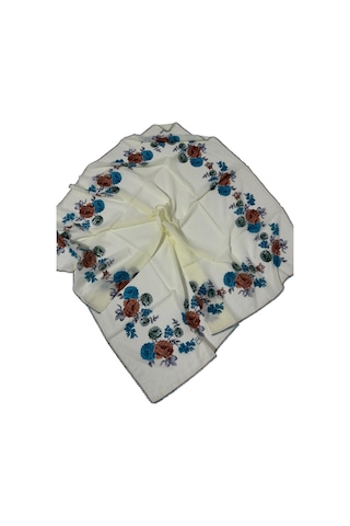 Eripek Oyalı Pamuk Yazma - 90 X 90 - 90 X 90 / Krem Krem