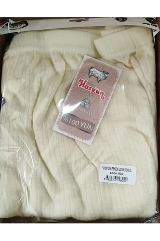 Hasyün Erkek %100 Yün Uzun Don İçlik 1001e - 1 Adet Ekru