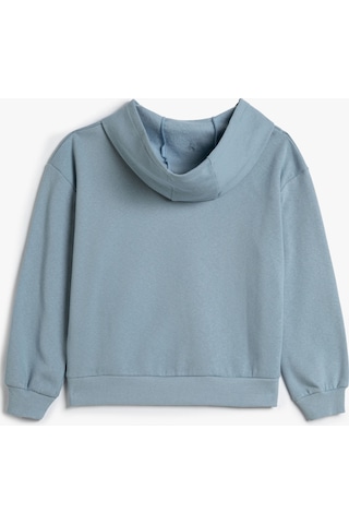 Koton Basic Kapşonlu Sweatshirt Uzun Kollu Pamuk Karışımlı Mavi 4wkg10326ak 4WKG10326AK647 Mavi