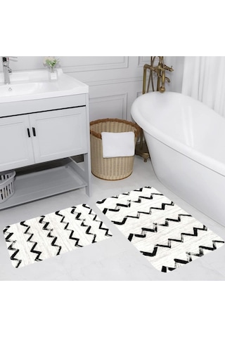 Eliana Home Dijital Baskılı 2'li Banyo Paspas Takımı Lna5171 Beyaz
