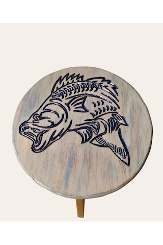 Sea Stool Deniz Temalı Tamamı El Yapımı Ahşap Tabure