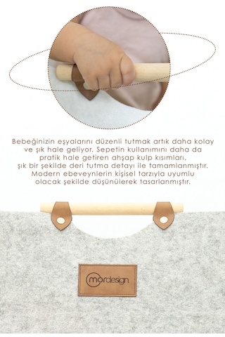 Keçe Çocuk Oyuncak/kirli Çamaşır Depolama Sepeti, Çok Amaçlı Saklama Sepeti, Morbunny Serisi Gri