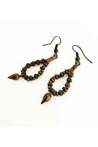 K212 Damla Sallantılı Küpe Yeşil&antik Sarı Kahverengi - Yeşil